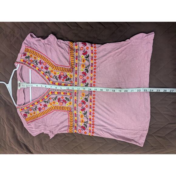 Pretty purple cotton sleeveless shell/tank w/ embroidery & beads by Sundance XL - Picture 7 of 7